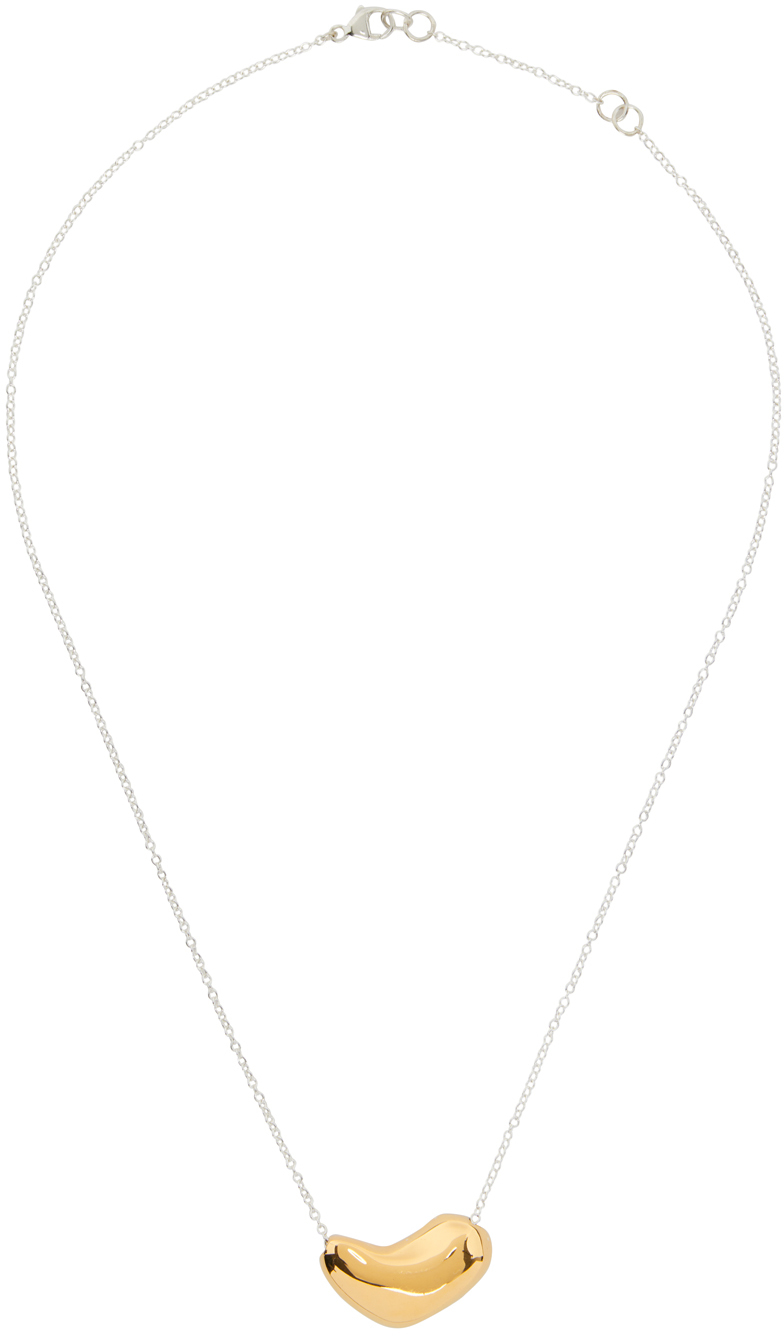 AGMES Silver & Gold Small Sculpted Heart Pendant Necklace