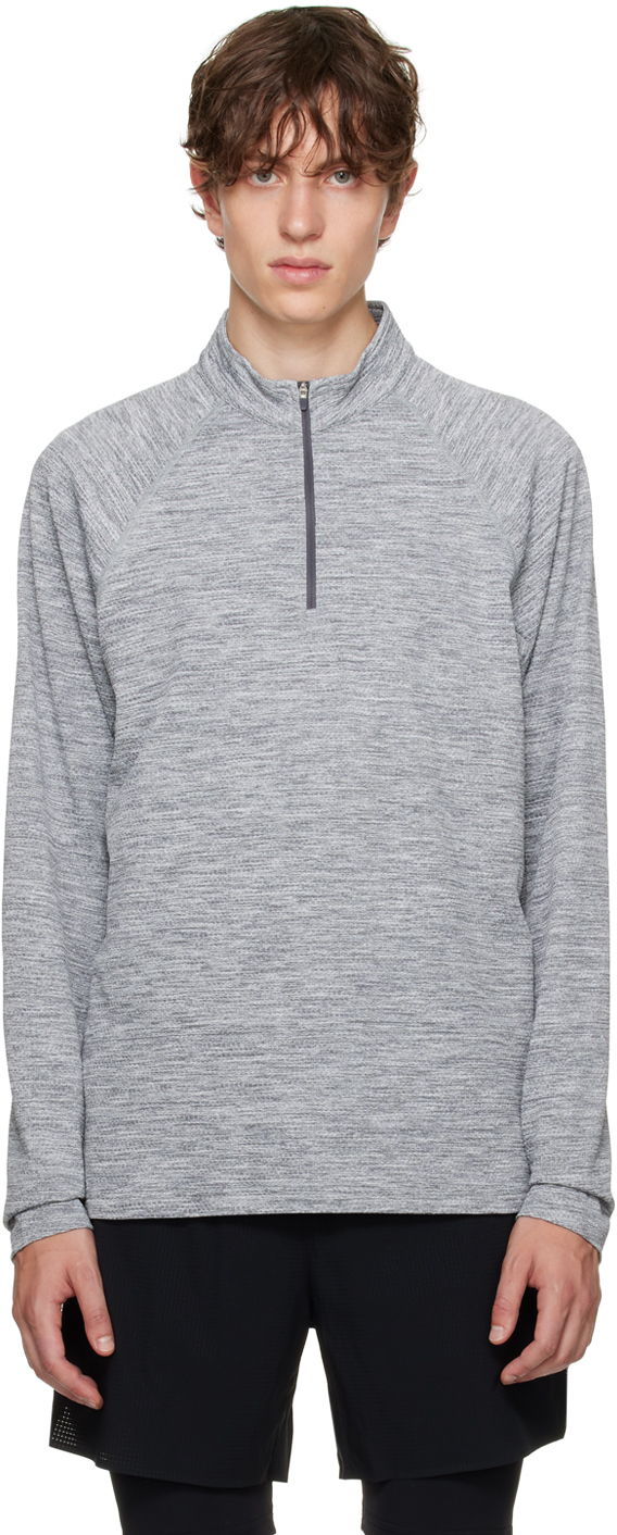 Gray Half-Zip Long Sleeve T-Shirt