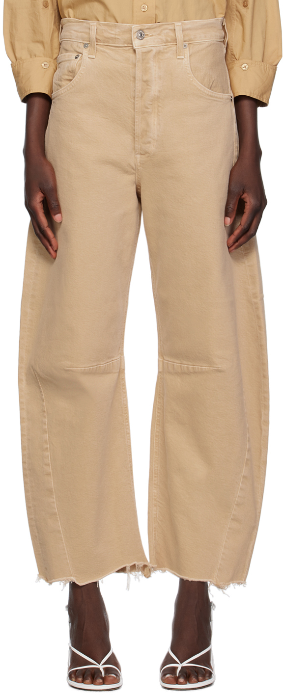 Beige Horseshoe Jeans