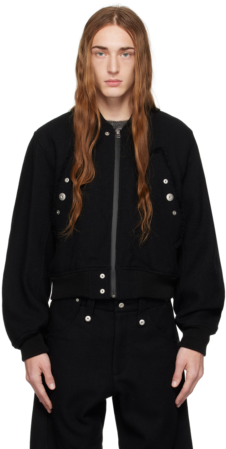 Black Press-Stud Bomber Jacket