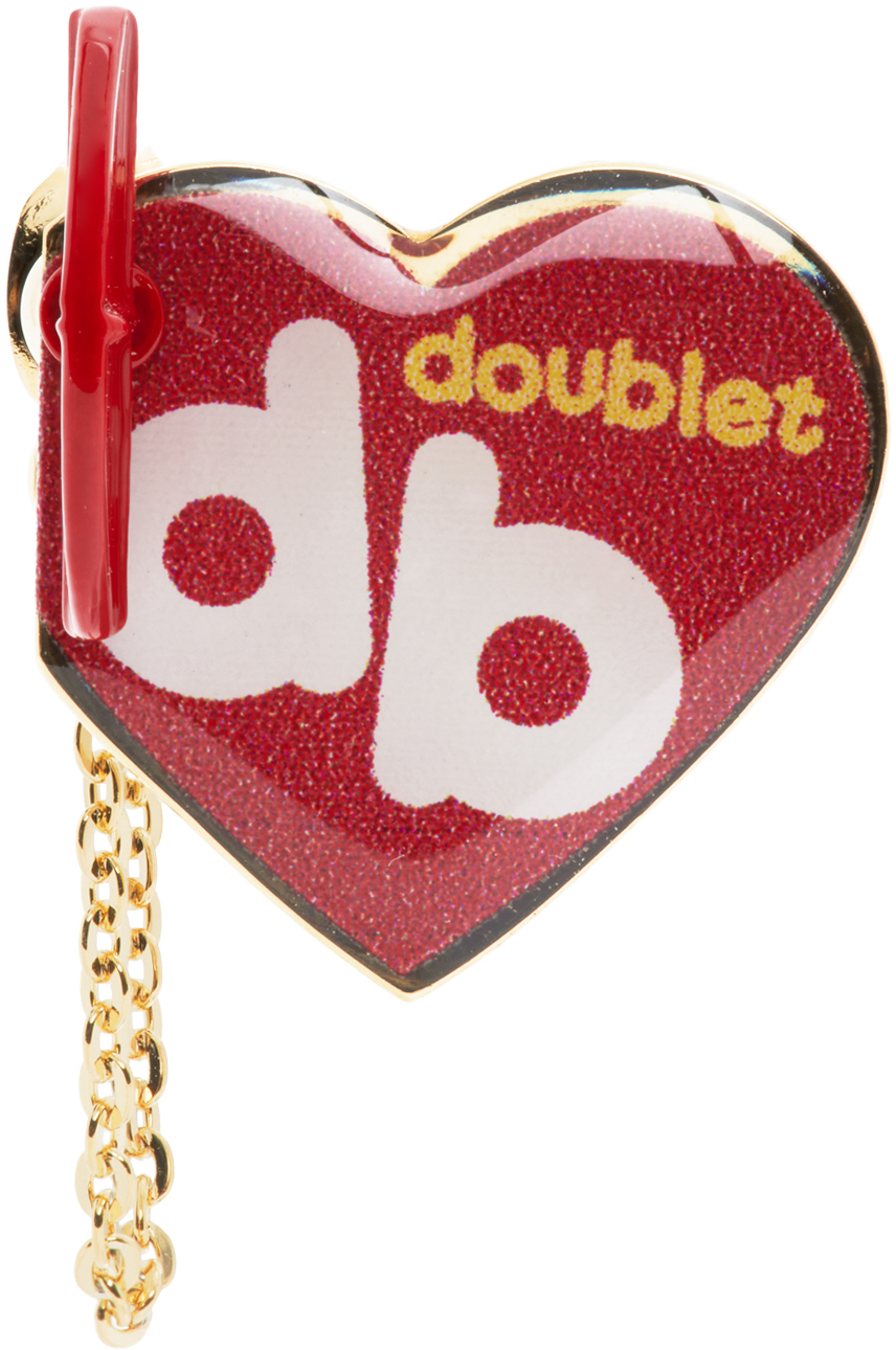 Doublet: Gold & Red Heart Shape Single Earring | SSENSE