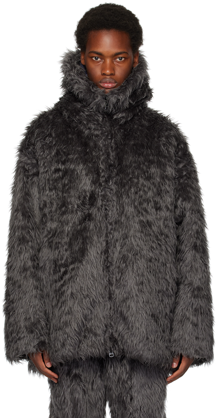 Doublet: Gray Animal Faux-Fur Jacket | SSENSE