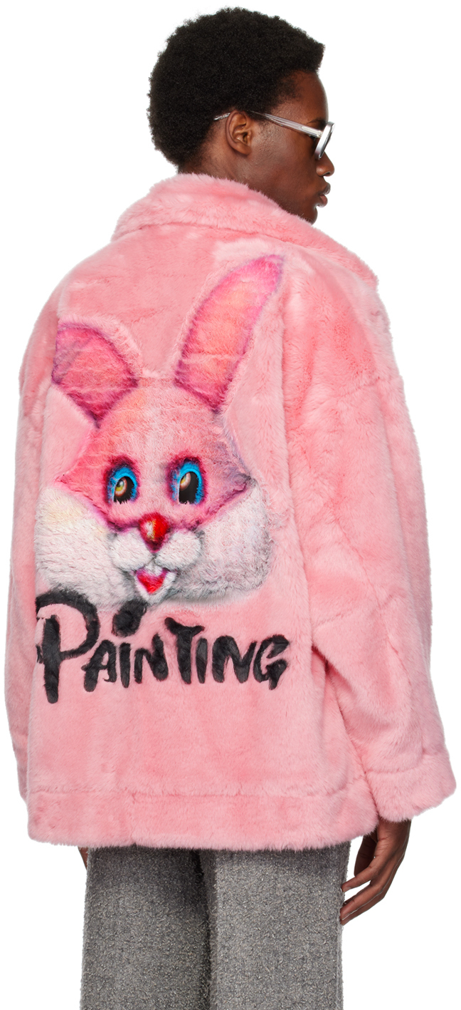 Doublet Pink Hand-Painted Faux-Fur Jacket | Smart Closet