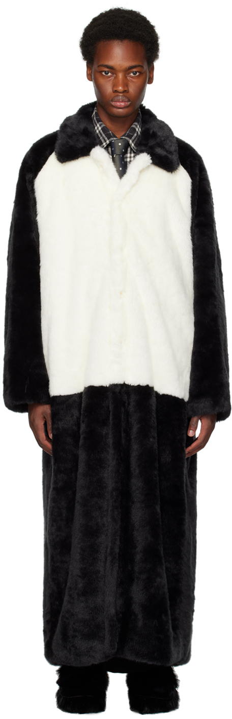 Doublet Black & White 2Way Faux-Fur Coat