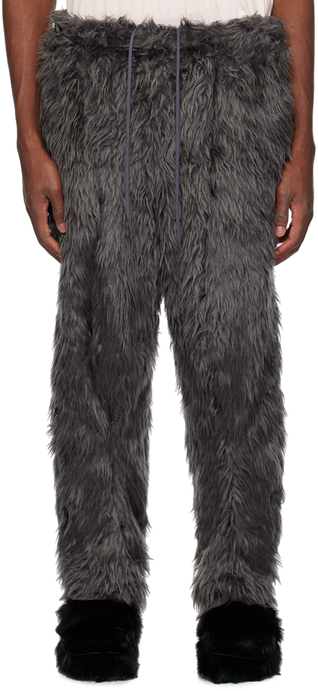 Gray Beastly Legs Faux-Fur Trousers