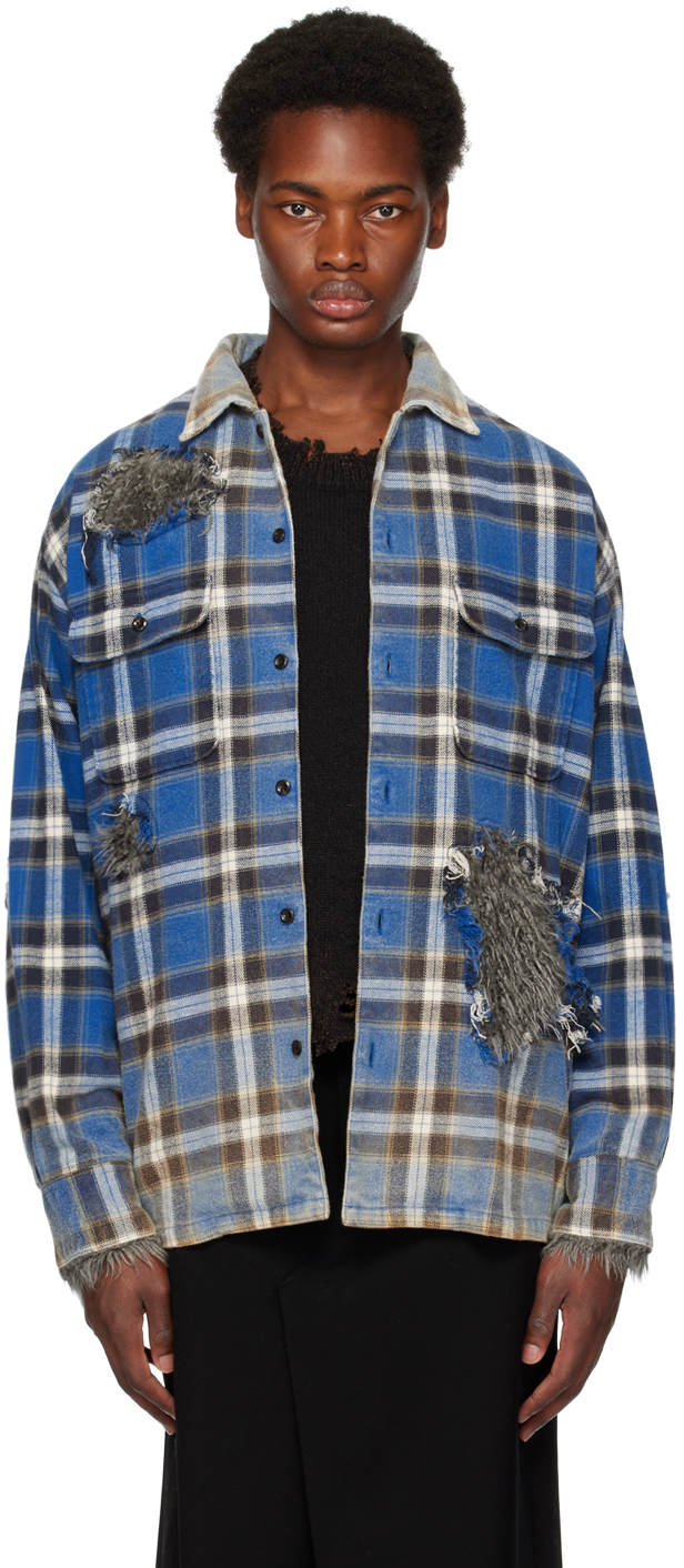 Doublet: Blue Werewolf Check Shirt | SSENSE Canada