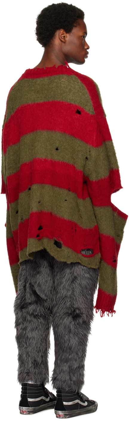 Doublet Red & Khaki Oversized Sweater | Smart Closet