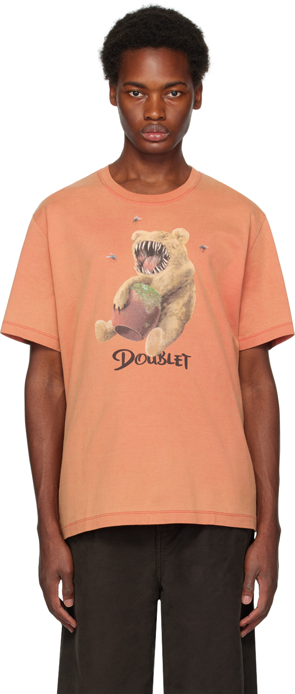 Orange 'Violent Stuff Bear' T-Shirt by Doublet on Sale