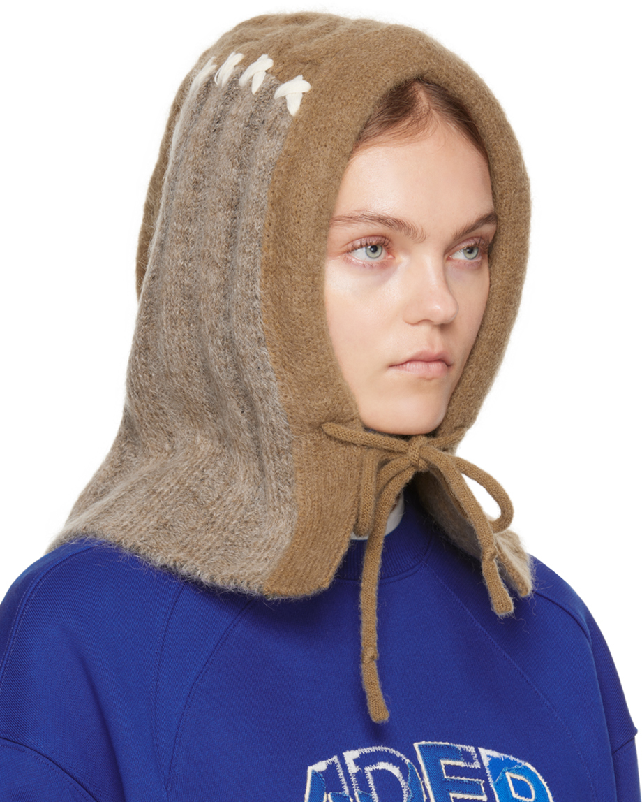 Ader Error Brown & Gray Stitched Balaclava In Brown