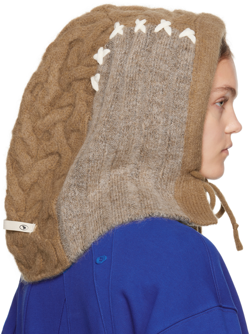 Ader Error Brown & Gray Stitched Balaclava In Brown