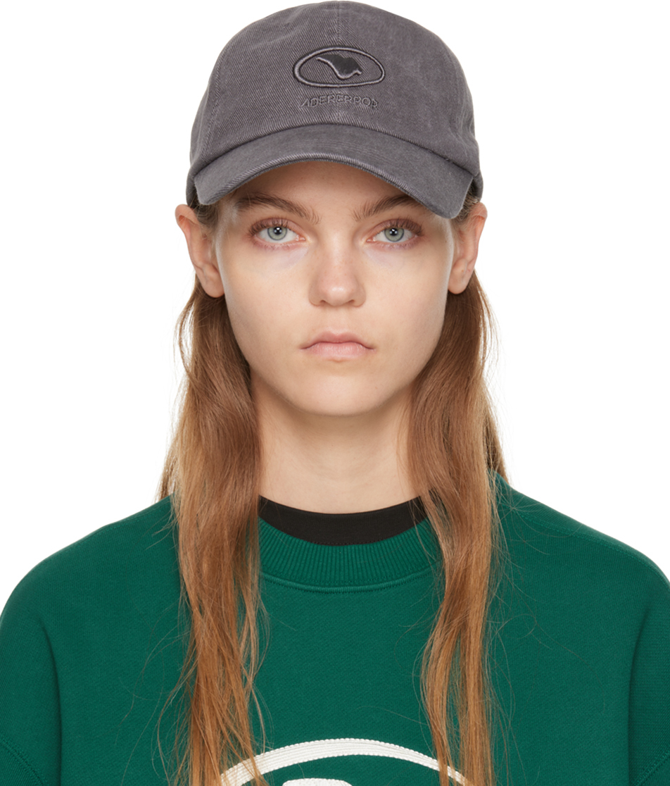 Ader Error Grey Embroidered Cap In Charcoal