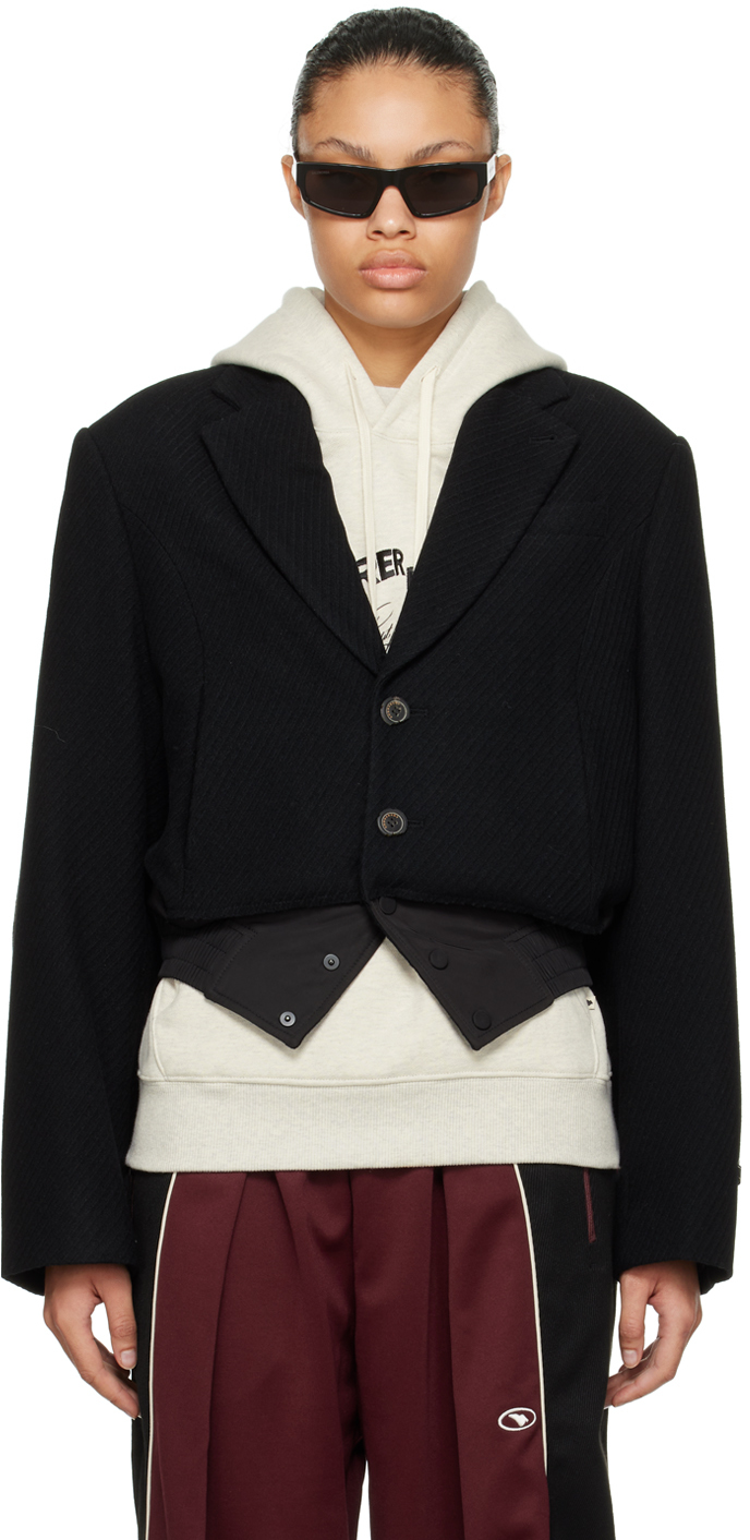 Black Paneled Blazer by ADER error on Sale