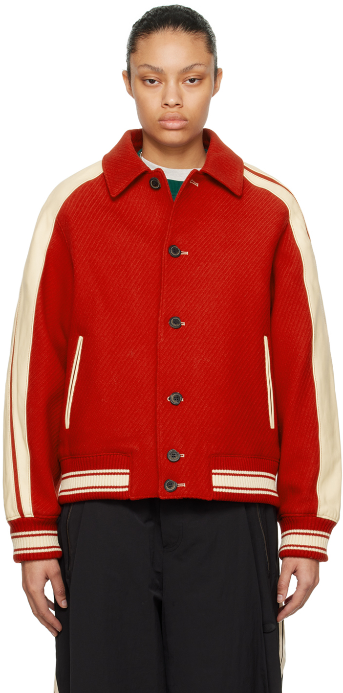 Red button store up jacket