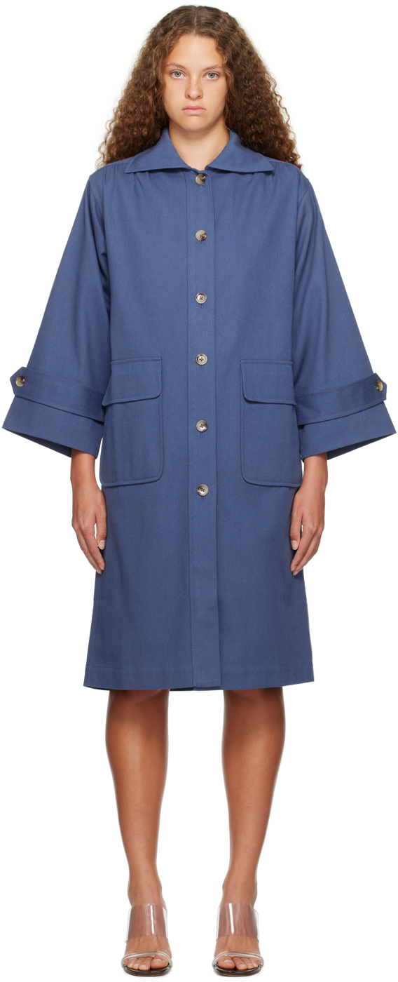 Caro Editions Blue Anna Coat In French Blue