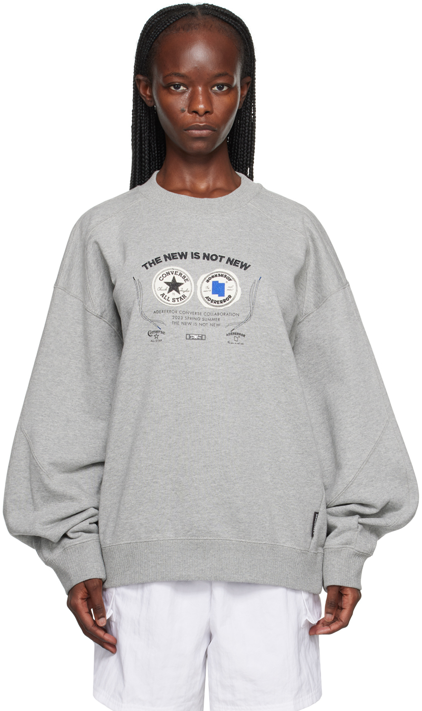 ADER error: Gray Converse Edition Shapes Sweatshirt | SSENSE Canada