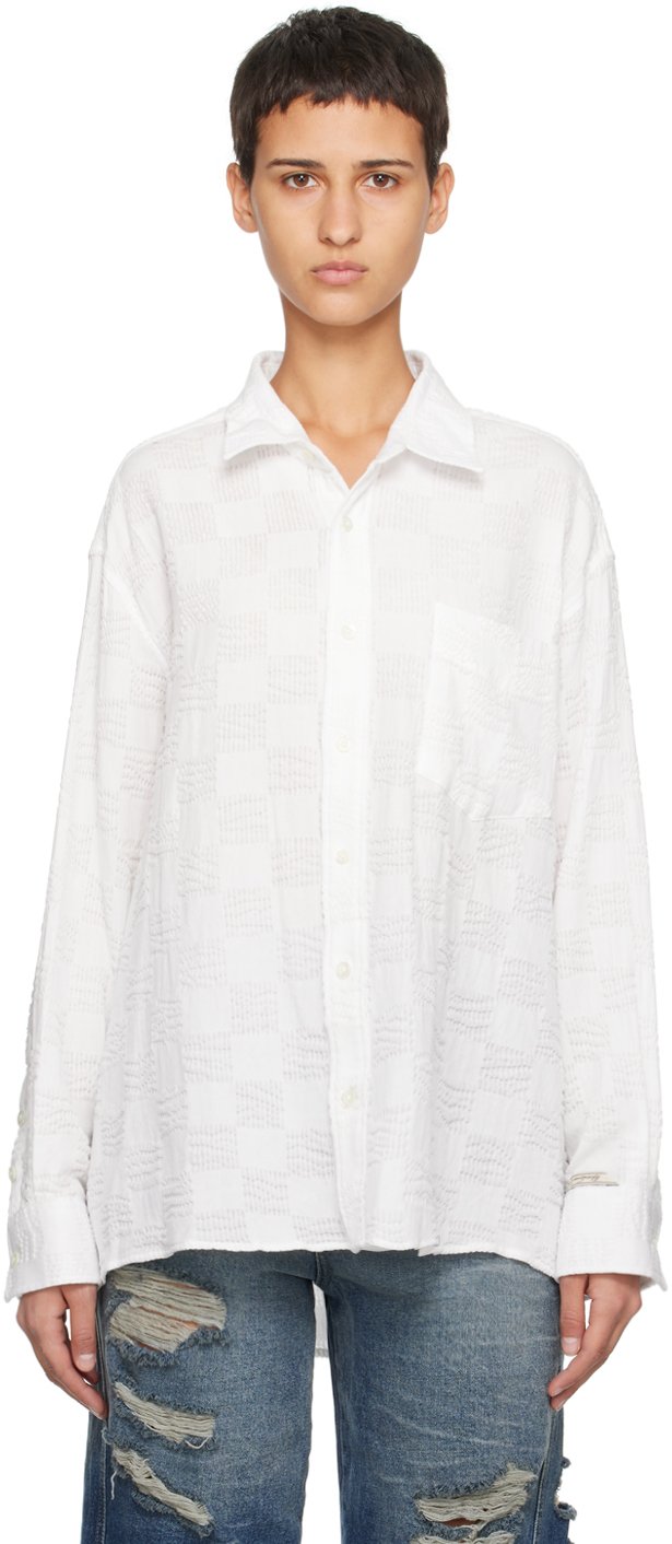 Ader Error Embroidered-design Cotton Shirt In White