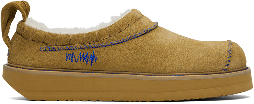 Ader Error Contrast-stitch Suede Loafers In Brown