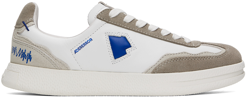 Ader Error Logo-embroidered Panelled Leather Sneakers In White
