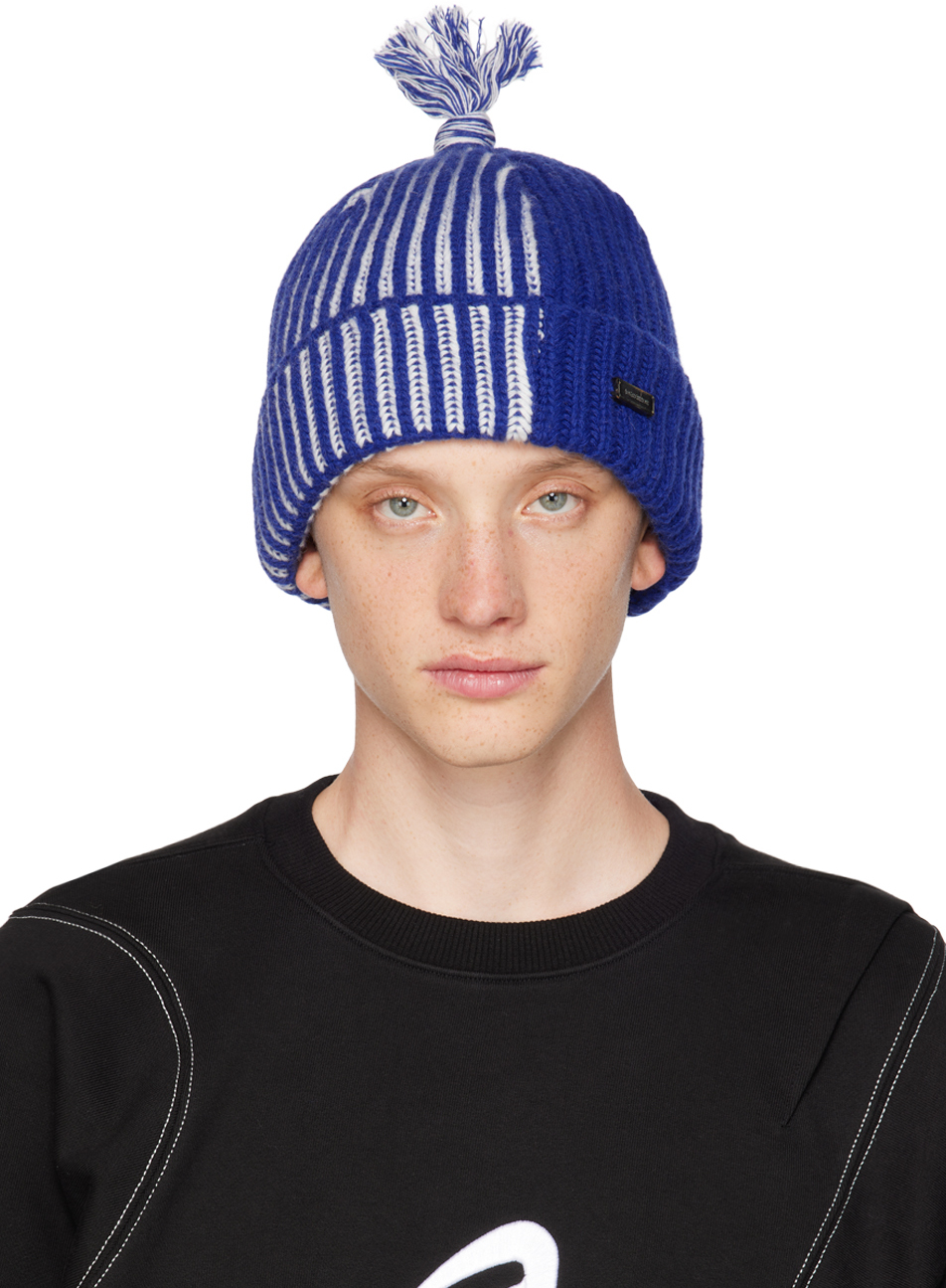 Shop Ader Error Blue & White Pom-pom Beanie