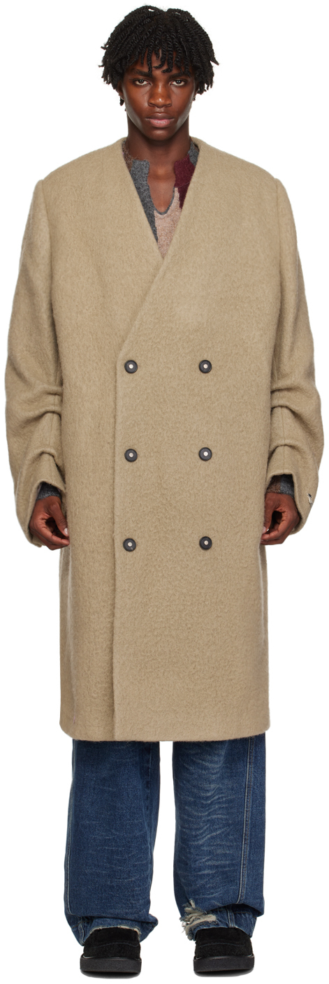 Khaki Collarless Coat