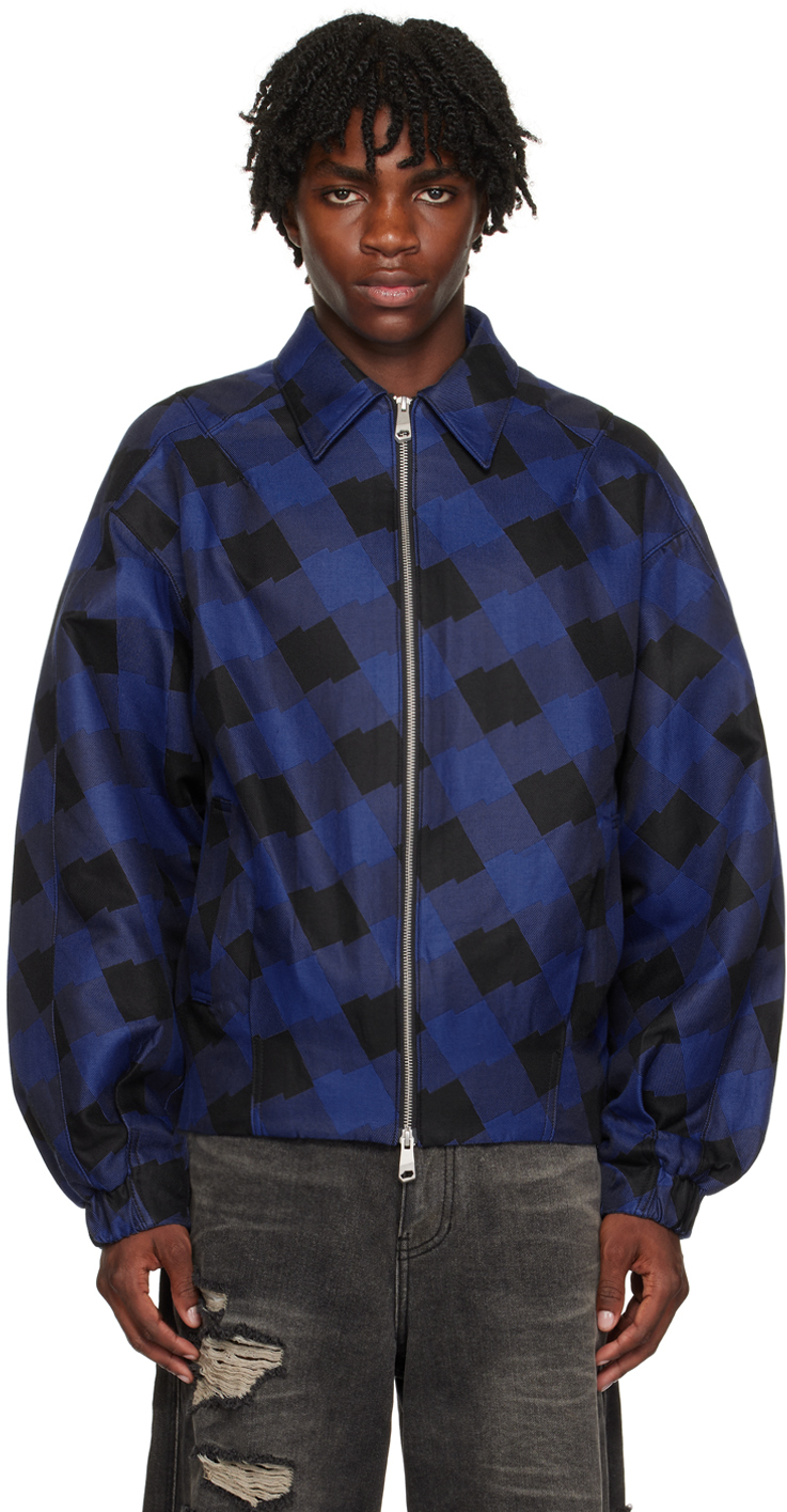 ADER error: Blue & Black Check Jacket | SSENSE