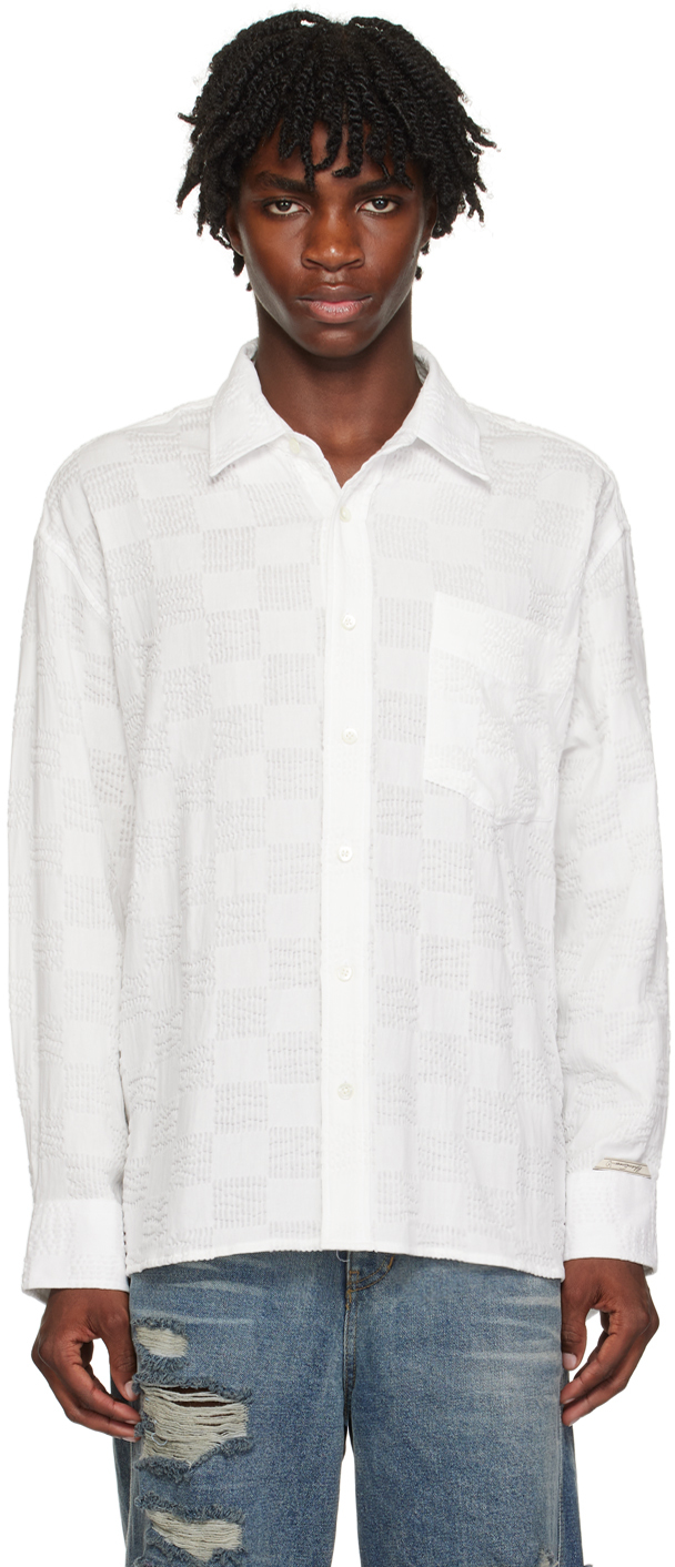 Ader Error Textured-finish Cotton Shirt In 白色