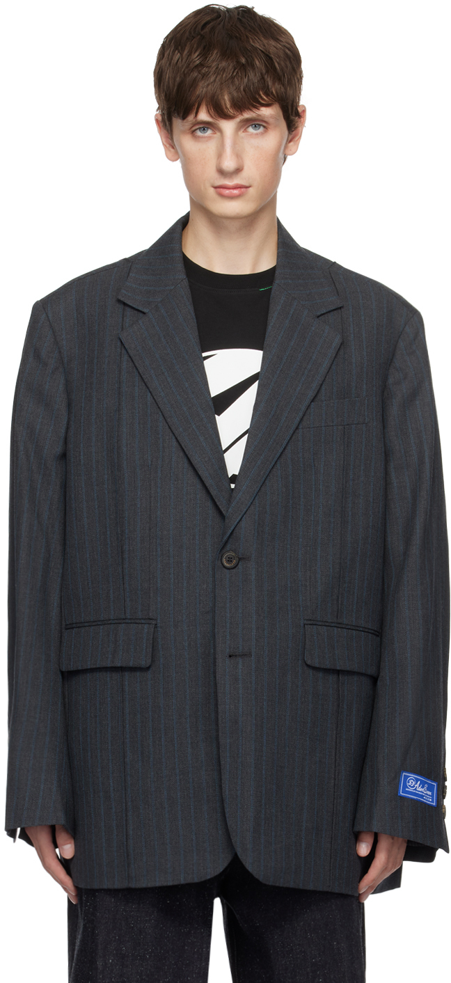 Gray Striped Blazer by ADER error on Sale