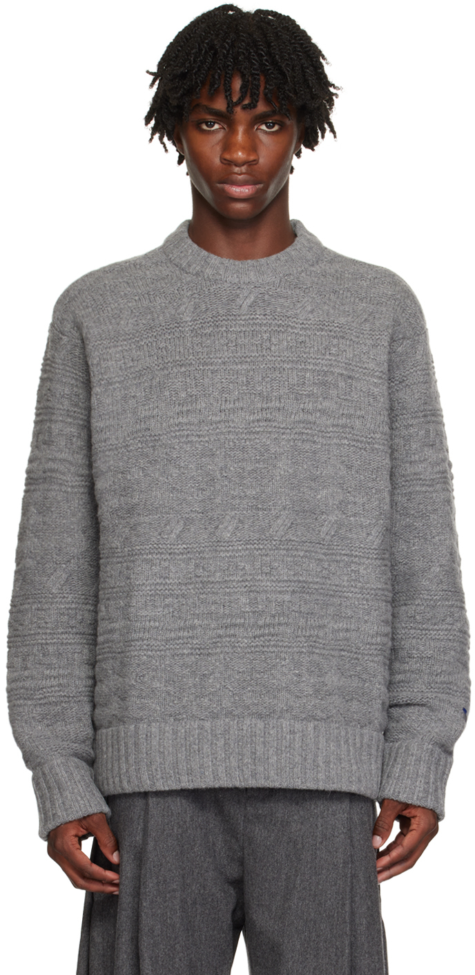 Ader Error Gray Oversized Sweater In Grey