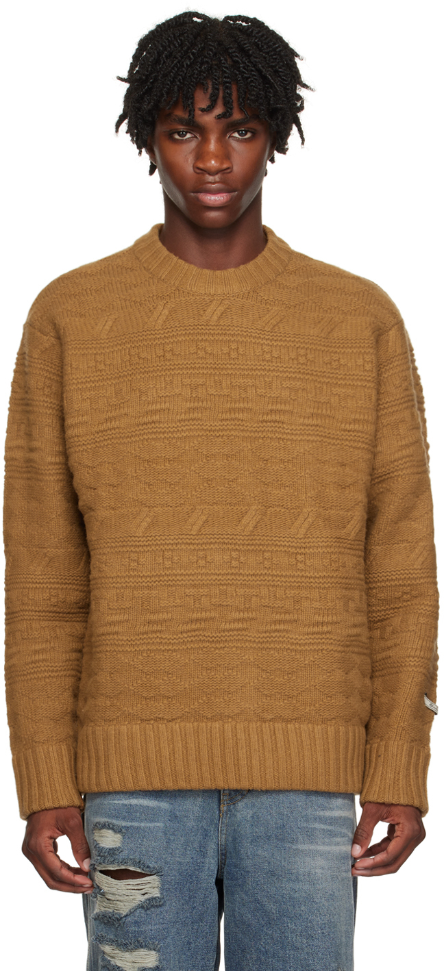 Ader Error Brown Oversized Sweater In Beige