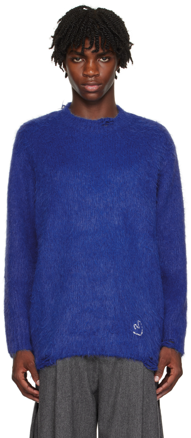 Blue Distressed Sweater by ADER error on Sale