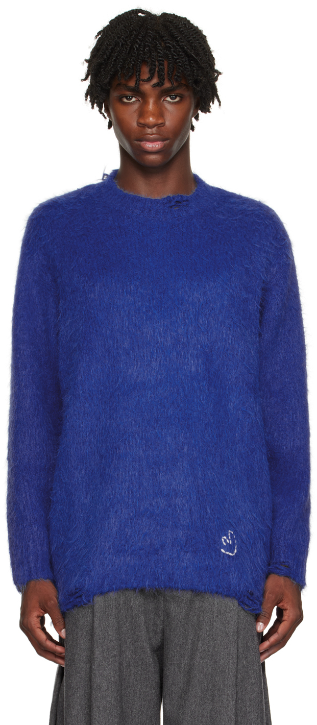 Ader Error Blue Distressed Sweater