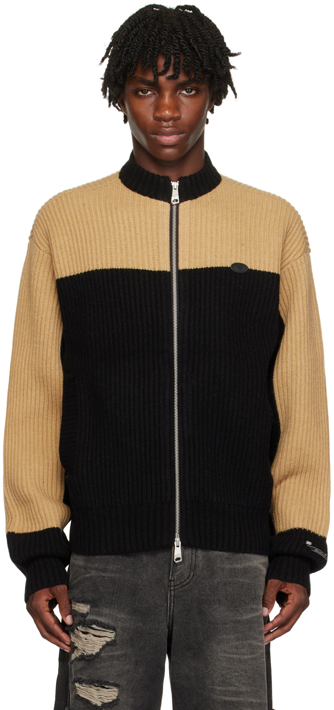 Ader Error Black & Beige Two-way Zip Sweater