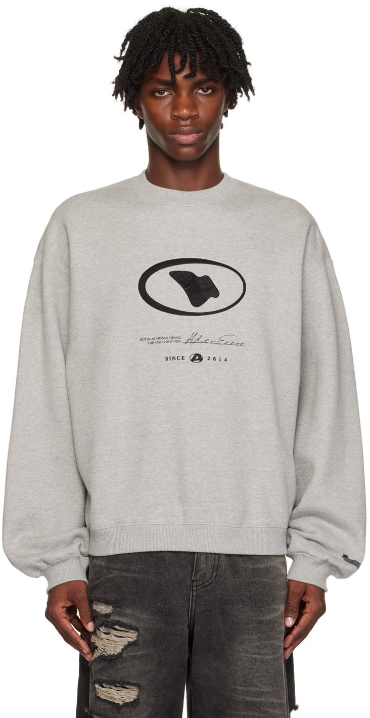 Ader Error Gray Embroidered Sweatshirt In Grey