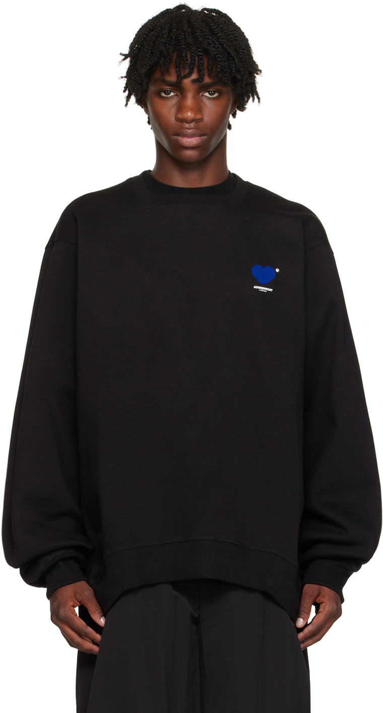 ADER error: Black Flocked Sweatshirt | SSENSE