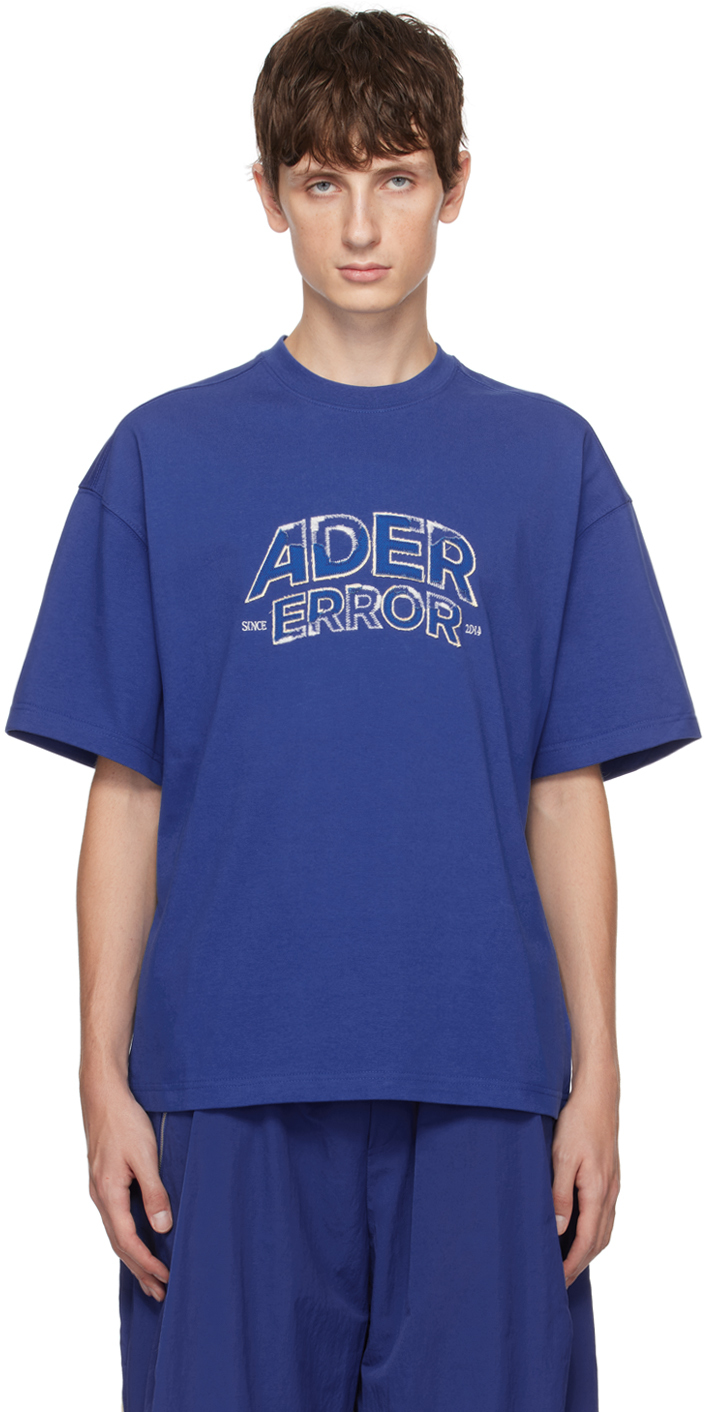 Shop Ader Error Blue Embroidered T-shirt