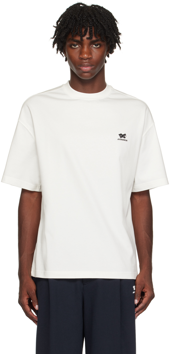 Ader Error Off-white Embroidered T-shirt In Off White