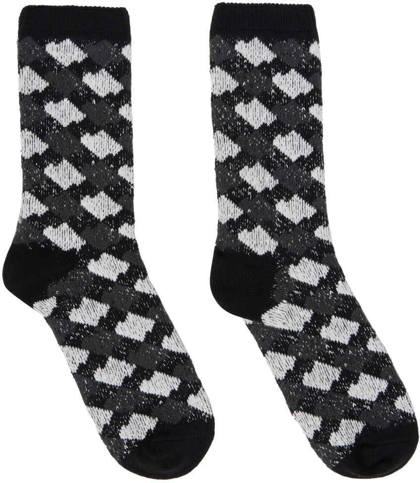 Ader Error Black & Grey Jacquard Socks In Noir