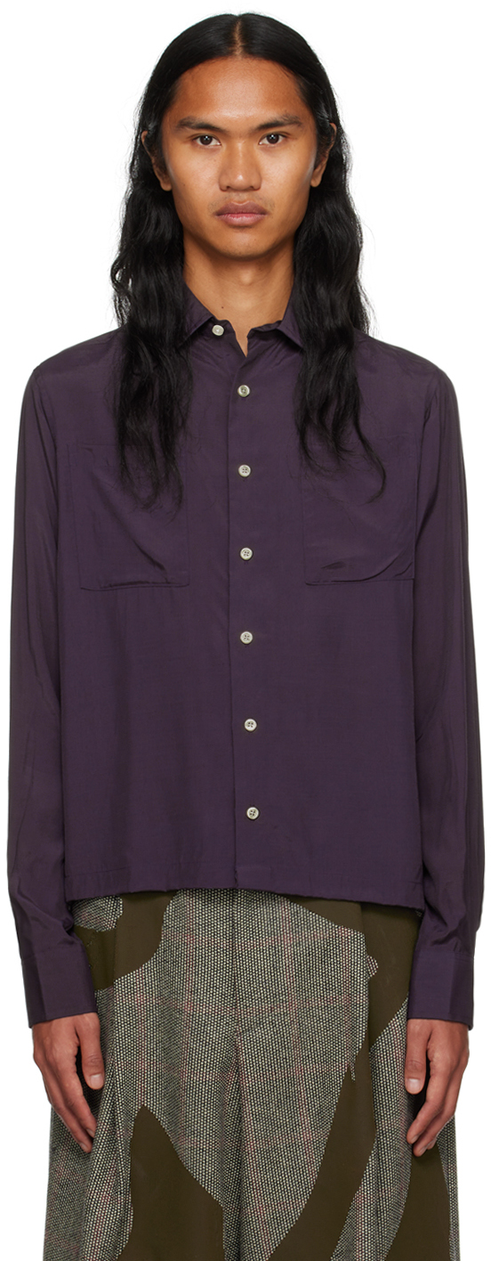 Factor's Purple Button Shirt In Eggplant