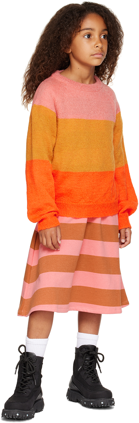 Wander & Wonder Kids Pink & Brown Helmi Dress In Punch Stripe