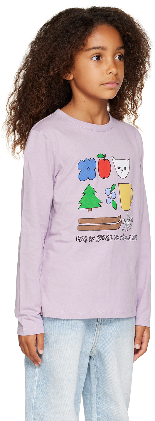 Wander & Wonder Kids Purple Objects Long Sleeve T-shirt In Mauve