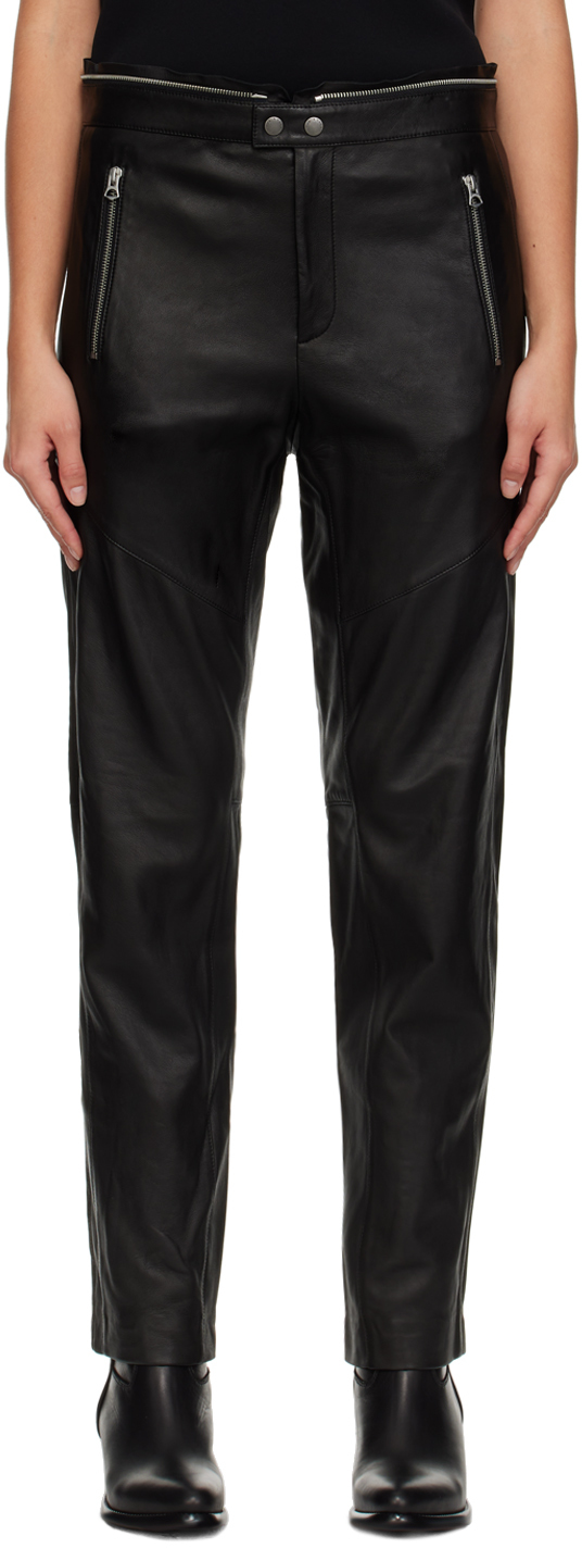 Rag & Bone Black Sedona Moto Leather Pants