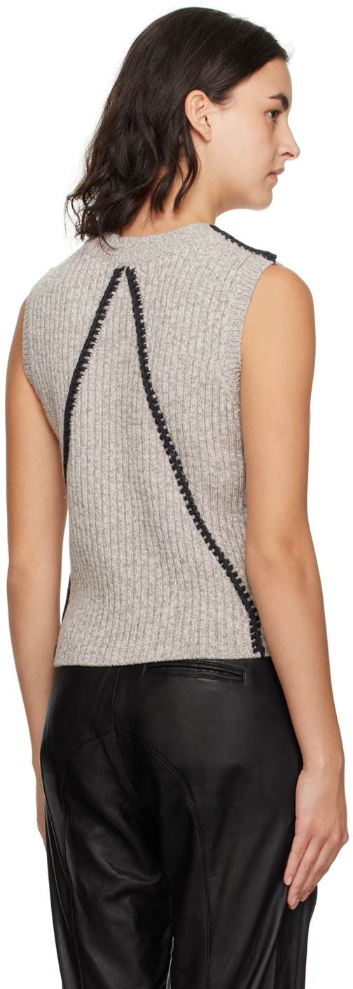 Rag & Bone Ingrid Rib Stitch Wool Sweater Vest In Oat