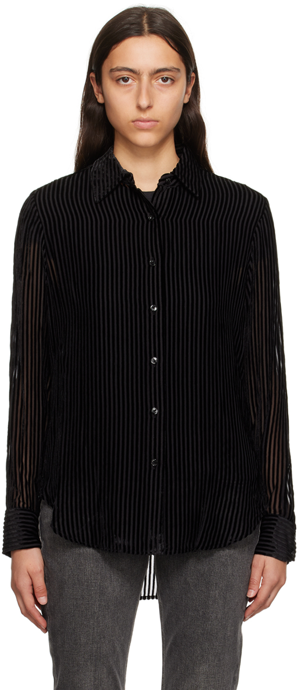 Black Lila Burnout Shirt by rag & bone on Sale