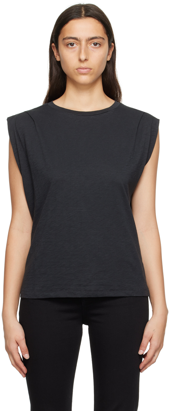 Eva Padded Shoulder Muscle T-Shirt - Black