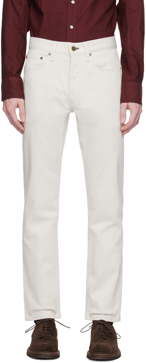Rag & Bone White Straight Jeans In Ecru