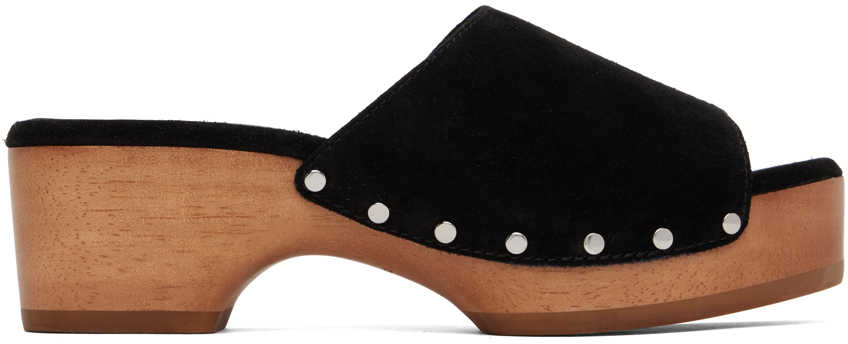 rag & bone black mara clog slides