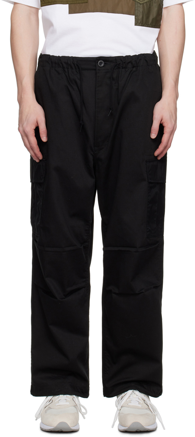 Black Paneled Cargo Pants