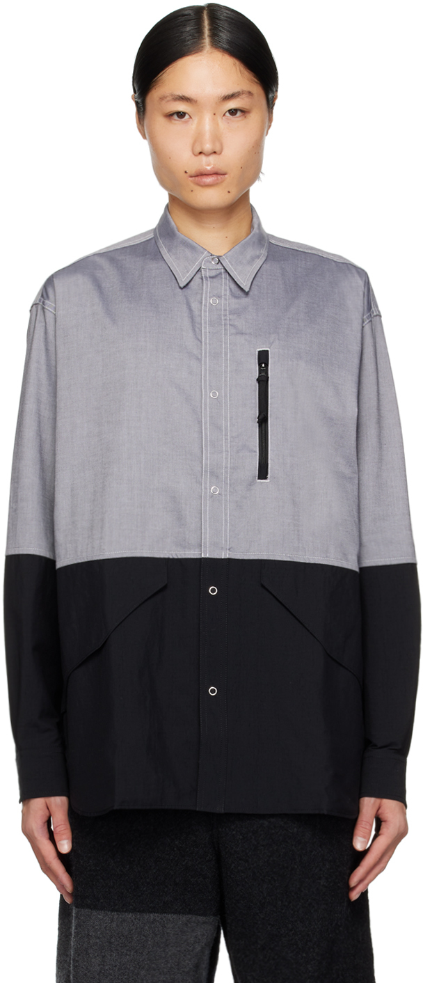 Gray & Black Paneled Shirt by Comme des Garçons Homme on Sale