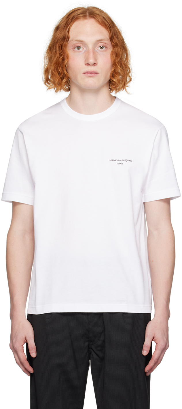 Shop Comme Des Garçons Homme Deux White Printed T-shirt In 3 White