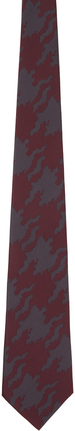 Burgundy & Gray Houndstooth Tie